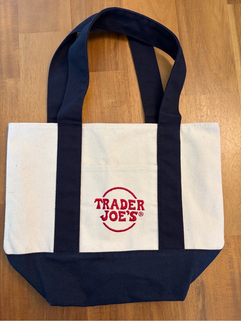 Trader Joe's Navy Mini Canvas Tote Bag - Picture 3 of 3